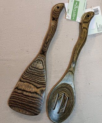 The Spring Shop Green Wood Kitchen Spoon Spatula Utensil Set Of 2 New With Tags