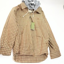 Gucci Monogram GG Classic Retro Jacket Hooded Casual Coat Brown Size L /XL /52