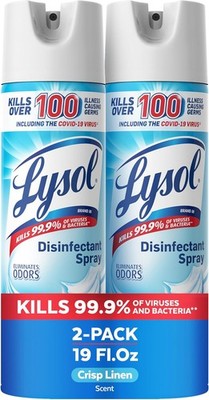 Lysol Disinfectant Spray Crisp Linen 19oz 2 Pack Multi-Purpose Cleaner