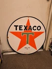 VINTAGE TEXACO STAR GASOLINE 30" PORCELAIN GAS  PUMP OIL SERVICE STATION SIGN