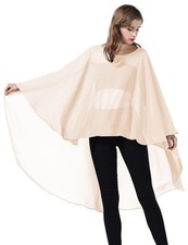 High Low Shawl Chiffon Capelets Wedding Bridal Cape Sheer Overlay Poncho Stole