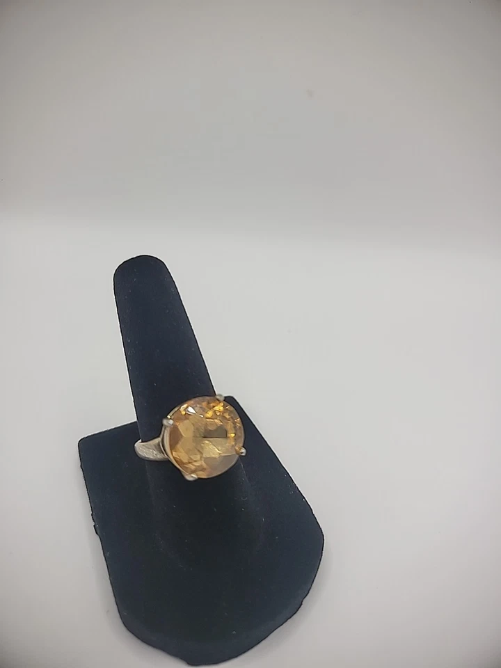 Vintage Ann Taylor Ring Size 5.5 Gold Tone Brown Stone Jewelry Costume - Image 3 of 4