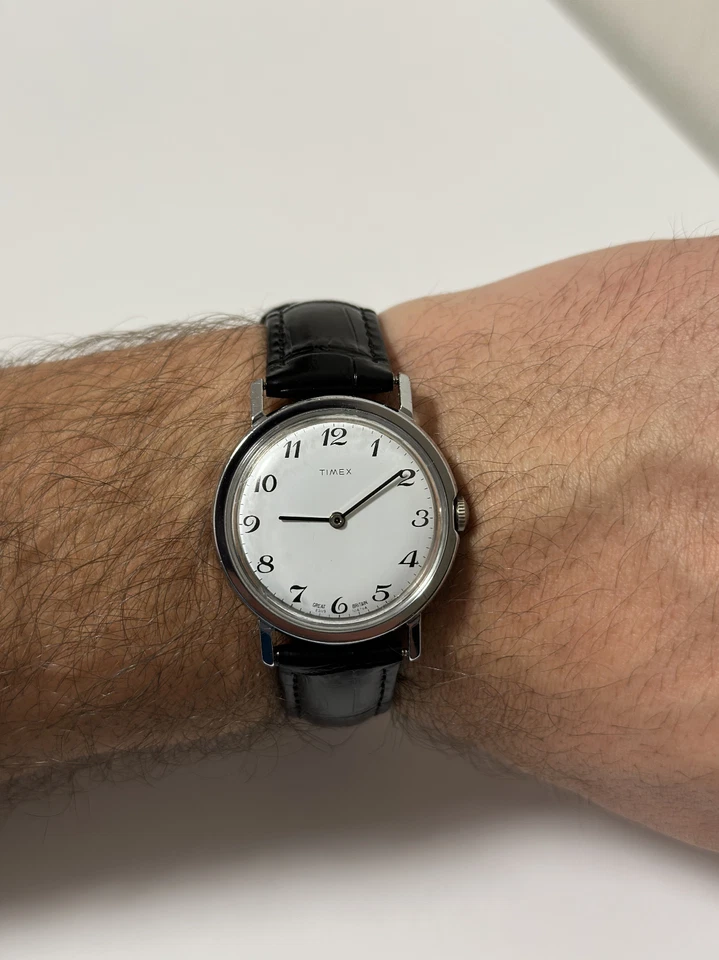 Винтажные наручные часы 1979 TIMEX MERMERCURY серебристый белый циферблат  - Изображение 2 из 4