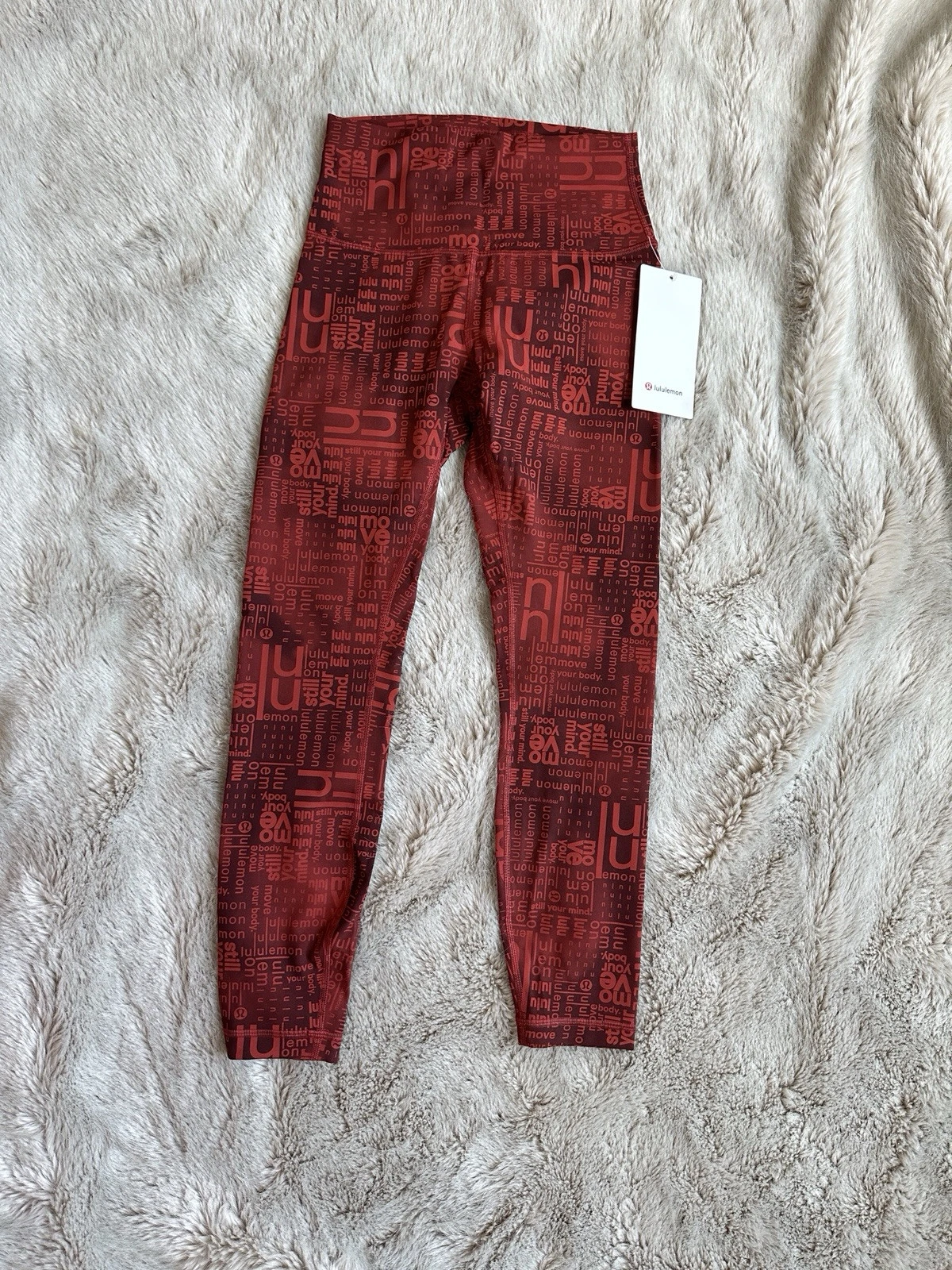 Lululemon Wunder Train Contour Fit High Rise Tight Words Print Logo SIZE 6