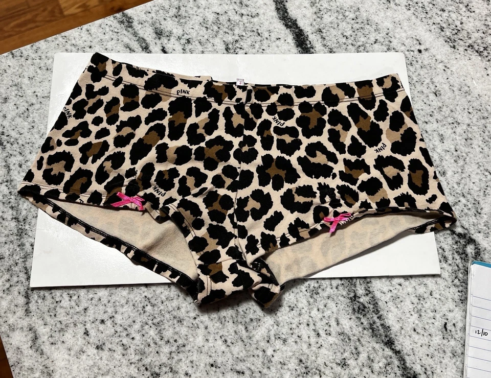 VTG VICTORIA'S SECRET PINK L LEOPARD LOGO VINTAGE RARE BOYSHORT PANTIES VS Y2K - Image 2 of 4