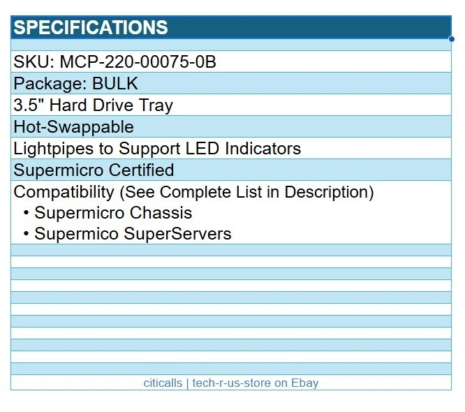 Supermicro MCP-220-00075-0B 3.5" Hard Drive Try Black Gen 5.5 w Hollowed Dummy - Image 3 of 4