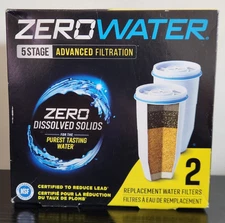 ZeroWater ZR-017 5-Stage Replacement Water Filters 2-Pack • Genuine • New Sealed