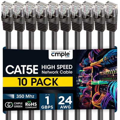 10 PCS Cat5e Ethernet Cable 1.5-15ft Fast Internet LAN Cord with RJ45 Connectors