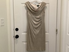 Lauren Ralph Lauren dress size 4 gold metallic sleeveless cowlneck cocktail