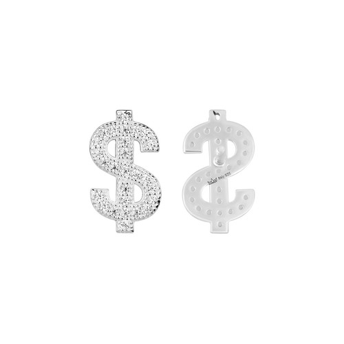 Real 925 Sterling Silver Dollar Sign Earrings for Men, Women Money Shape CZ - Picture 6 of 8