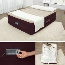 20" Colchon Inflable Queen Levantado Bomba Incorporada Cama Para Camping De Aire