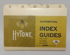 Vintage Index Guides Alphabetical 25 A-Z Divider Tabs 4" X 6" By Westab HyTone
