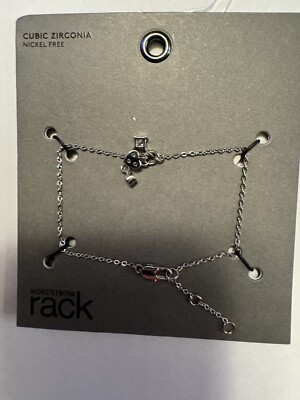 NORDSTROM Rack GIRL'S CHAIN CHARM BRACELET SILVER PLATED WITH CUBIC NWT ...