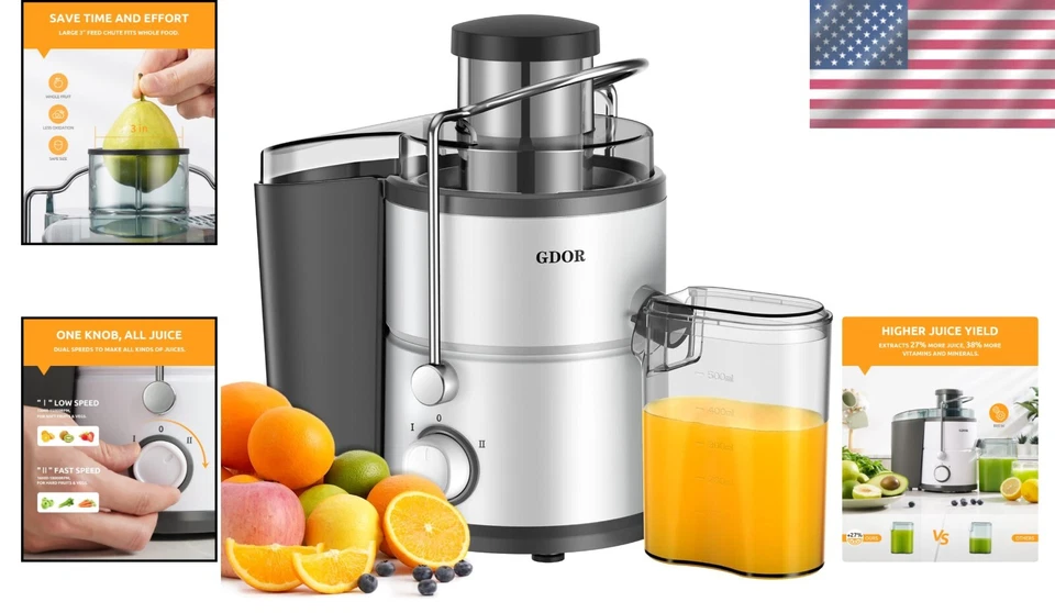 Acero Inoxidable Extractor De Jugos Para Frutas y Vegetales Exprimidor De Jugo - Image 2 of 4