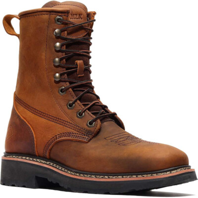 Bonanza Rancher Grit 8 '' Verrückt Braune Quadratische Zehe Lacer Stiefel