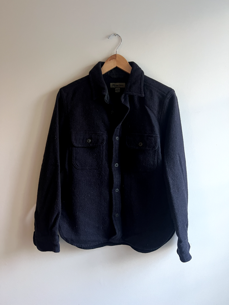 Nigel Cabourn Navy Wool Overshirt - 38