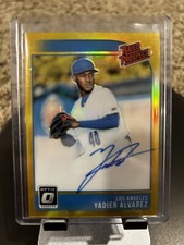 2018 Panini Donruss Optic Gold Prizm Rated Rookie Yadier Alvarez Auto /10