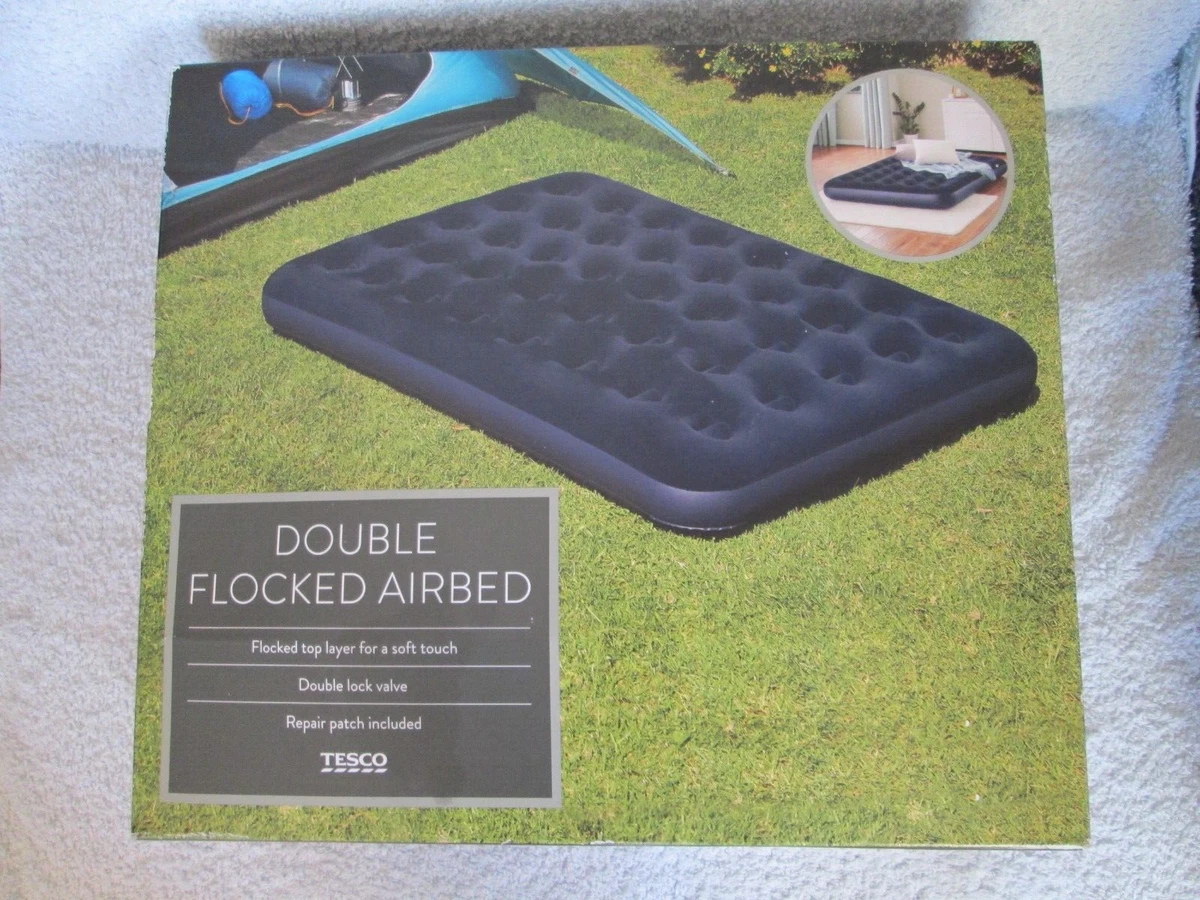 Tesco Double Flocked Airbed Camping Blue NEW eBay