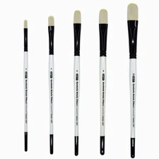 AS-232 White Bristle Synthetic Filberts Brush Set 5 pcs