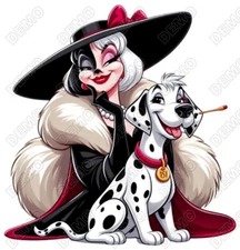 Cruella de vil dalmatians villain  DTF  Shirt Iron on Transfer