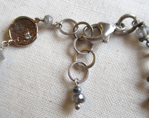 STERLING SILVER LABRADORITE BEADED STAR CHARM BRACELET 7.5-8" 925 6.04g (26608) - Picture 9 of 10