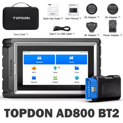 TOPDON AD800BT 2 OBD2 Scanner Tool Full System Diagnostic Tool ENG ABS SRS TPMS