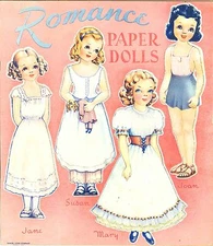 VINTGE 1940s Helen Page ROMANCE PAPER DOLL ~PRETTY LASER REPRO~ORG SZ UNCUT~LO P