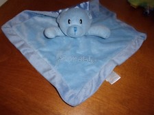 Mini Bean Brand Teddy Bear 11" Adorable Blue Plush Baby Security Blanket Lovey