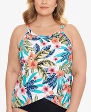 SWIM SOLUTIONS Montego Bay Underwire Swimwear Tankini White Plus Size 24W 79