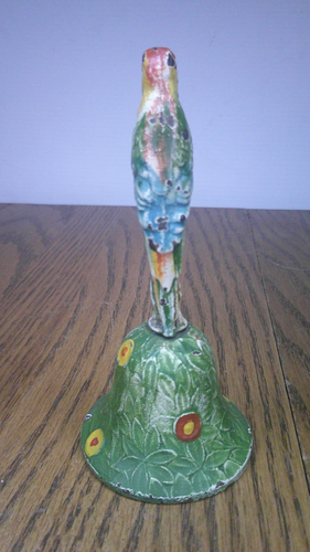 rare antique Hubley cast iron & brass parrot bell diner or desk Vg. cond. Z155 - Picture 3 of 8