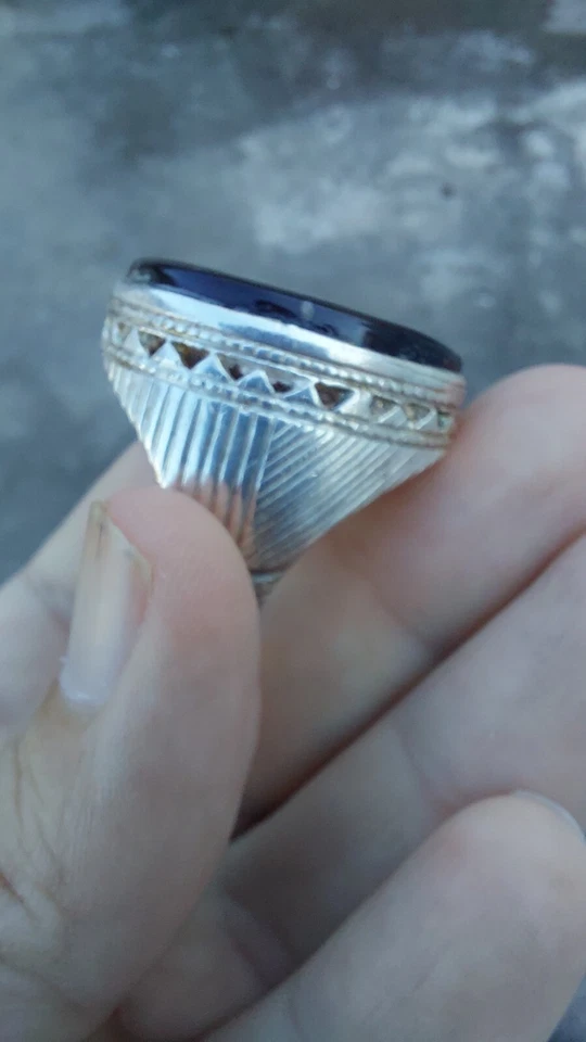 GRAN Anillo Yemení Aqeeq Hígado Ágata Plata Kabadi Akik Hecho a Mano Sufí Hombres Anillo Foto 2 de 2