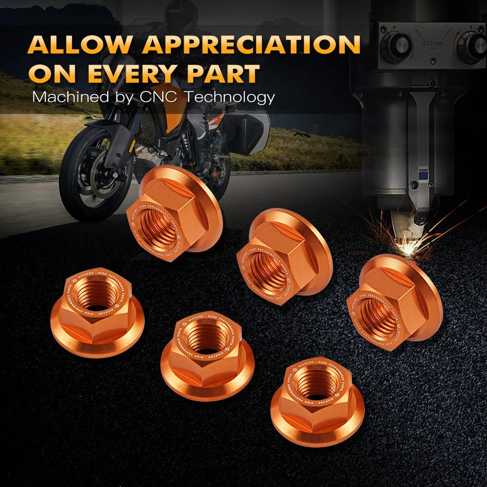Juego de 6 tuercas de piñón de aluminio NiceCNC M10 para KTM 1290 Super Duke R 2014-2022 Foto 4 de 4