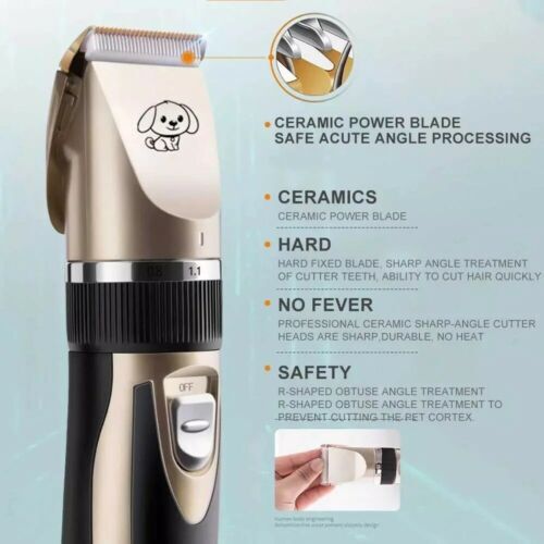 Dog Cat Pet Grooming Kit Rechargeable Cordless Electric Hair Clipper Trimmer Set - Picture 45 of 56
