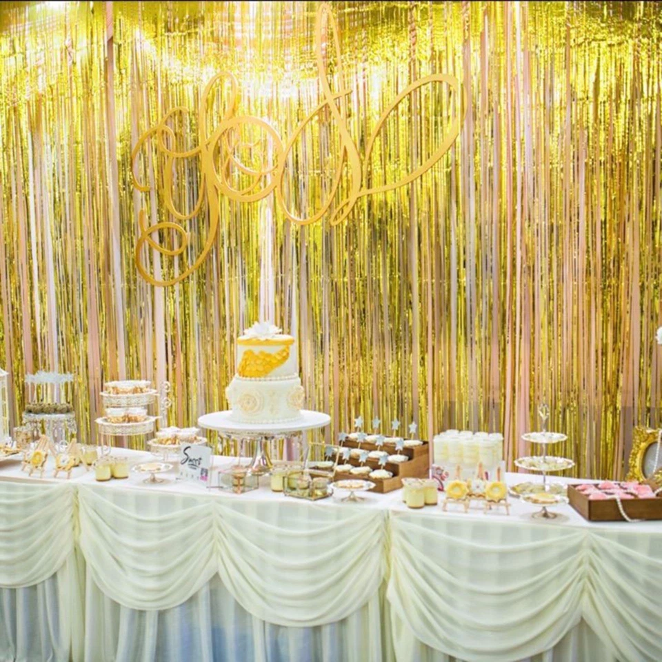 Lametta Vorhang Farbwahl Deko Glitzer Streifen Karneval Party Wand Fasching - Bild 3 von 3