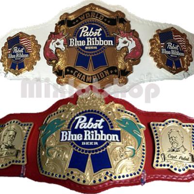 Pabst Blue Ribbon Championship Wrestling Belt With Leather Strap