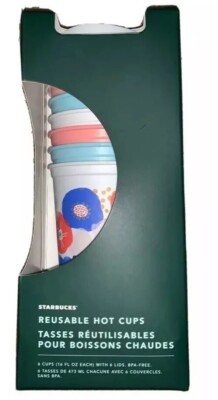 NEW STARBUCKS SPRING EASTER 2020 REUSABLE HOT CUPS 6 PK BUNNY EGG HUNT.