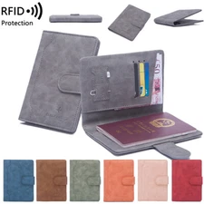 Slim Leather Wallet Holder Travel Passport RFID Blocking ID Card Case Cover US