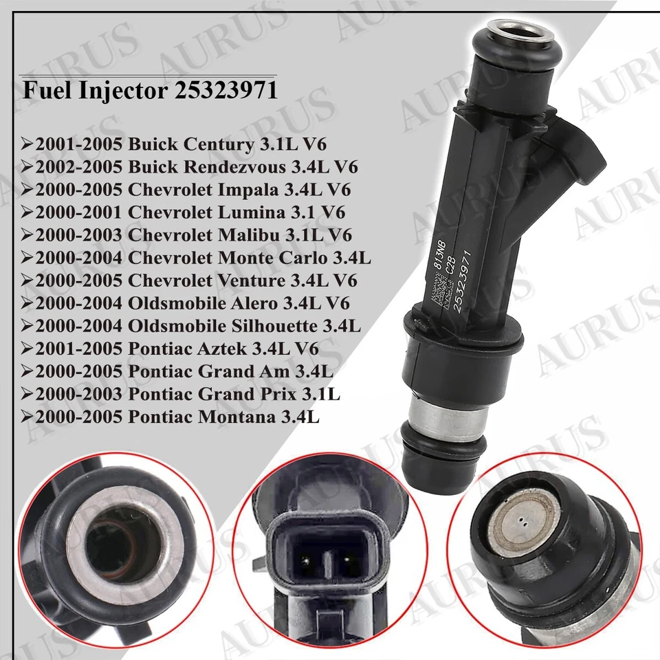 x6 OEM DELPHI Fuel Injectors for 2000 2001 2002 2003 2004 Oldsmobile Alero 3.4L - Image 2 of 4