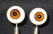 Vintage Brown 24mm Blown Glass Eyes for Porcelain or Reborn Dolls Eyeballs