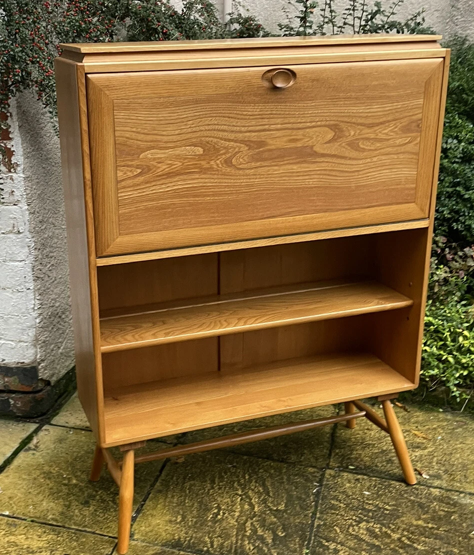 VERY RARE CLEAN ERCOL BESPOKE WRITING BUREAU DESK CABINET