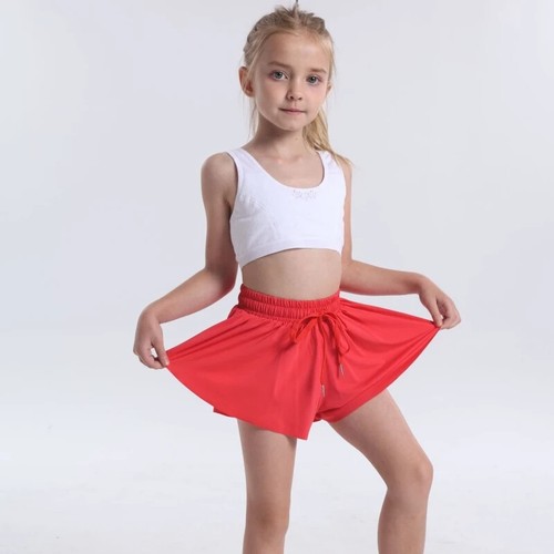 Girls Flowy Shorts Butterfly Shorts Athletic 2in1 Running Children Tennis Skirt - Picture 10 of 20