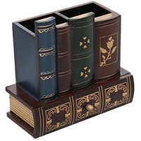 Decorative Library Books Design Wooden Office Supply Caddy Pencil Holder Organiz on sale Decorative Library Books Design Wooden Office Supply Caddy Pencil Holder Organiz on sale