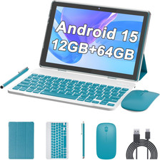 10 Inch Tablet Android 15 Tablets 2 in 1 Tablet with Keyboard 12GB RAM 64GB Rom