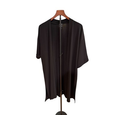 Clara Sunwoo Womens Black Open Front Kimono Sleeve Duster Cardigan Size L USA