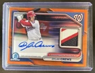 2024 Bowman Chrome Dylan Crews Patch Auto Orange Refractor #/25 Nationals