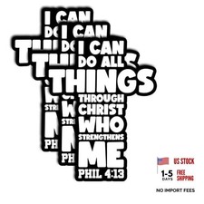  3Pcs Christian Cross Sticker   I Can Do All Things Through Christ Who Black
