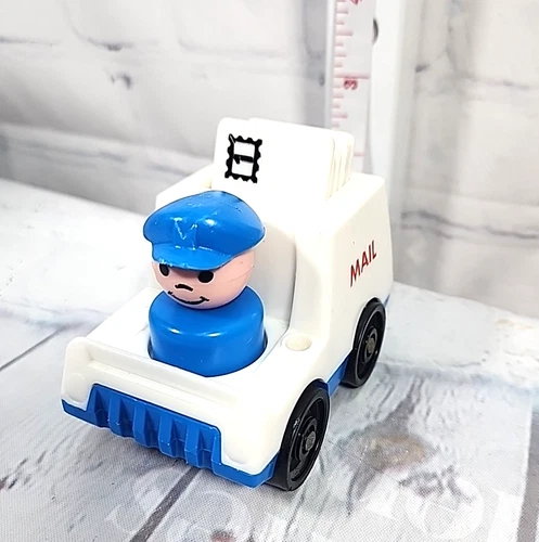 Vintage Fisher-Price Little People Mail Man, Truck, 7 Pieces of Mail 1-7 Postman
