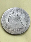 1846 Philadelphia Mint Silver Seated Liberty Quarter AG VERY TOUGH DATE COIN!