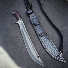 Machete de supervivencia hecho a mano hoja de acero al carbono con funda de cuero herramienta para exteriores