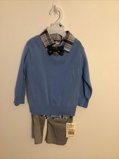 Toddler Boys 4 Piece Set shirt, Sweater, Tie  Pants  18-24months 